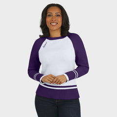 Baltimore Ravens WEAR by Erin Andrews Women's Colorblock Raglan Sweater White/Purple | NFL
