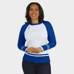 Buffalo Bills WEAR by Erin Andrews Women's Colorblock Raglan Sweater White/Royal | NFL