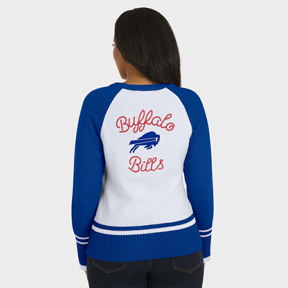 Buffalo Bills WEAR by Erin Andrews Women's Colorblock Raglan Sweater White/Royal | NFL