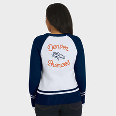 Denver Broncos WEAR by Erin Andrews Women's Colorblock Raglan Sweater White/Navy | NFL