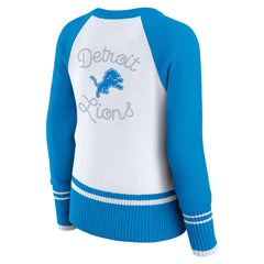 Detroit Lions WEAR by Erin Andrews Women's Colorblock Raglan Sweater White/Blue | NFL