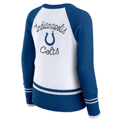 Indianapolis Colts WEAR by Erin Andrews Women's Colorblock Raglan Sweater White/Royal | NFL