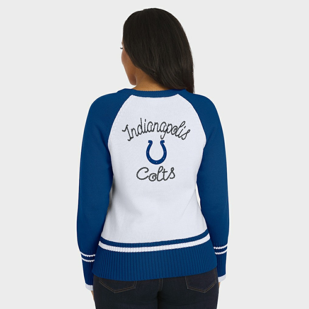 Indianapolis Colts WEAR by Erin Andrews Women's Colorblock Raglan Sweater White/Royal | NFL