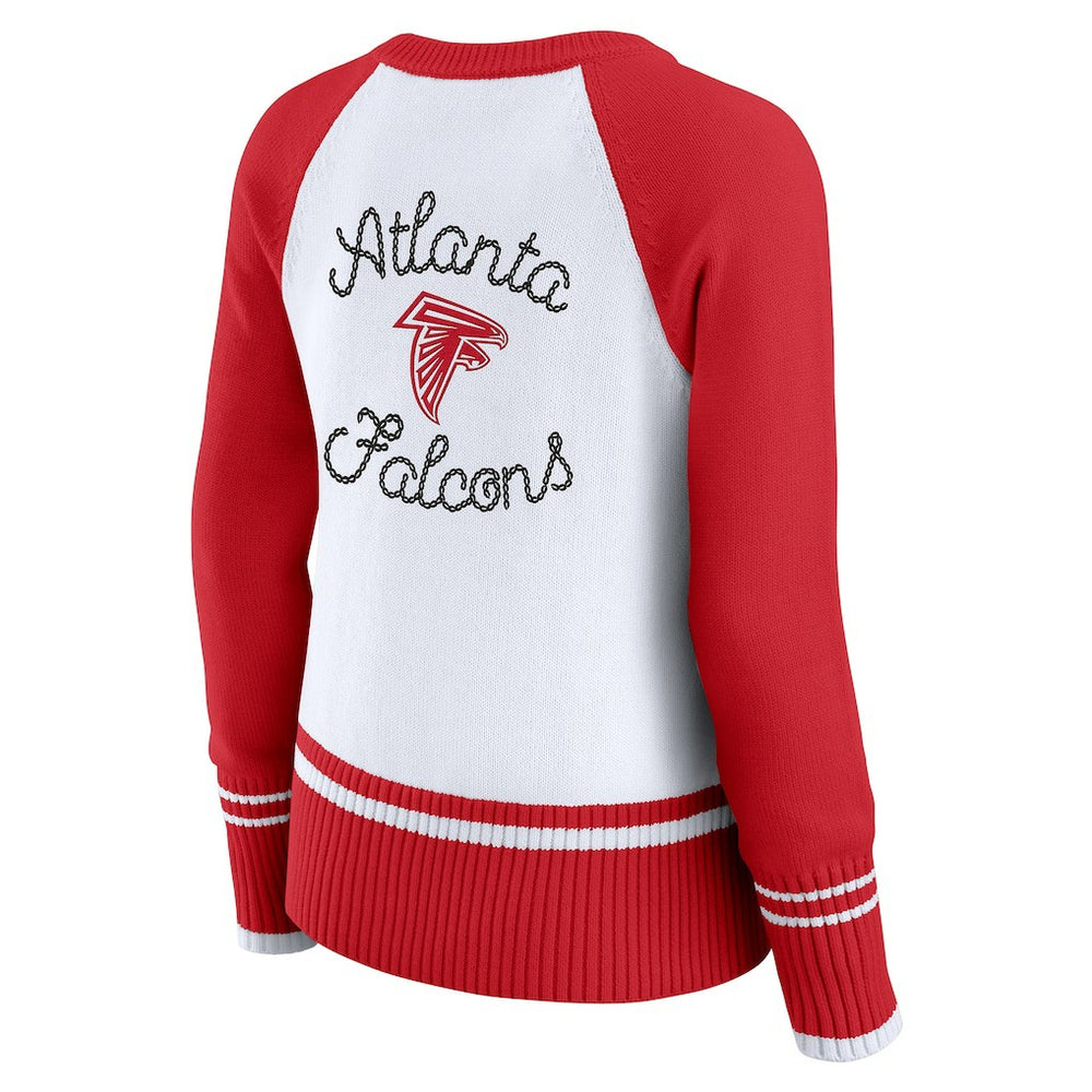 Atlanta Falcons WEAR by Erin Andrews Women's Colorblock Raglan Sweater White/Red | NFL