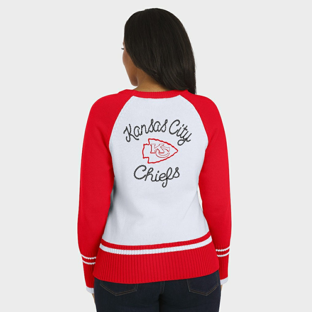 Kansas City Chiefs WEAR by Erin Andrews Women's Colorblock Raglan Sweater White/Red | NFL