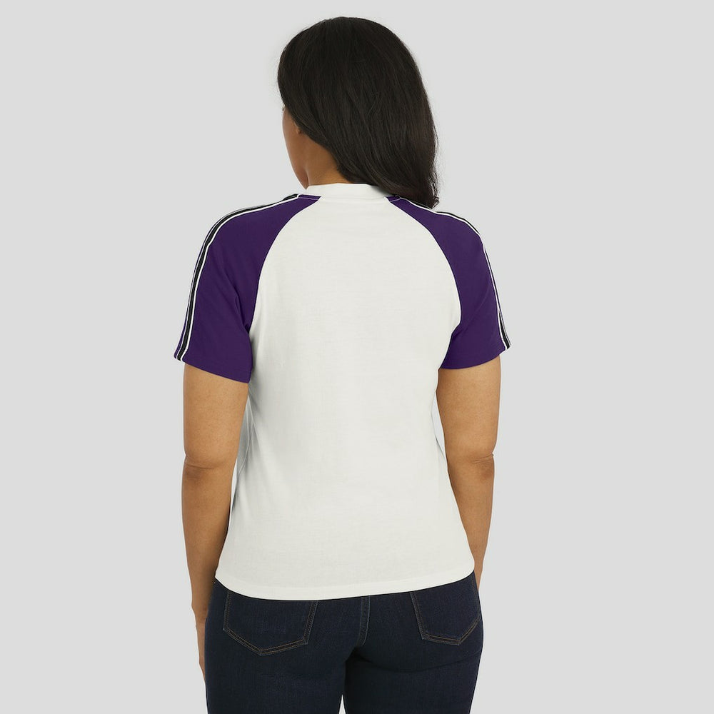 Baltimore Ravens WEAR by Erin Andrews Women's Sleeve Stripe Distressed Raglan T-Shirt White | NFL