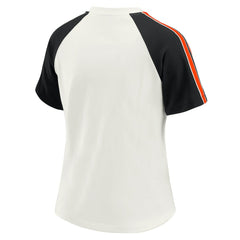 Cincinnati Bengals WEAR by Erin Andrews Women's Sleeve Stripe Distressed Raglan T-Shirt White | NFL