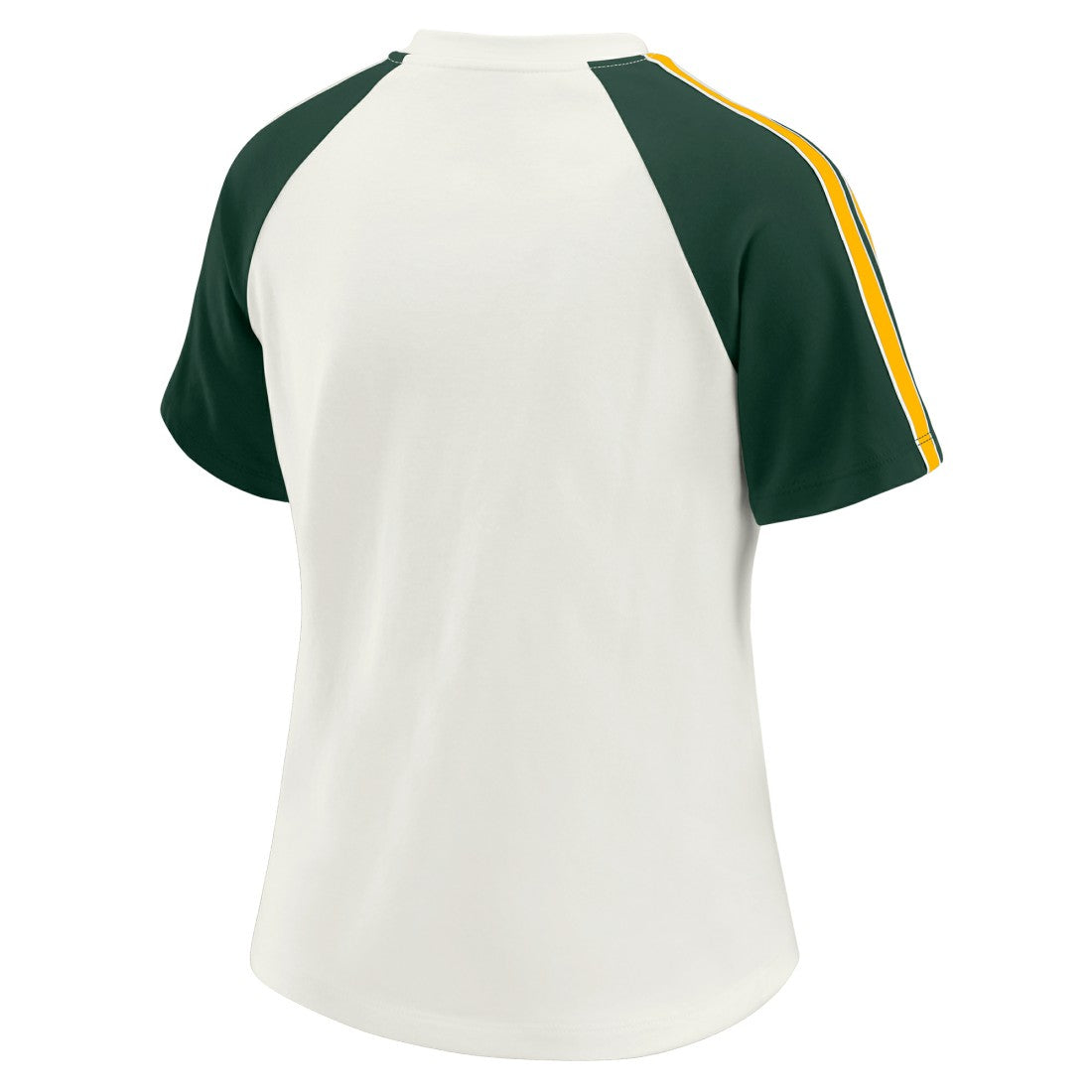Green Bay Packers WEAR by Erin Andrews Women's Sleeve Stripe Distressed Raglan T-Shirt White | NFL