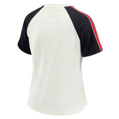 Houston Texans WEAR by Erin Andrews Women's Sleeve Stripe Distressed Raglan T-Shirt White | NFL