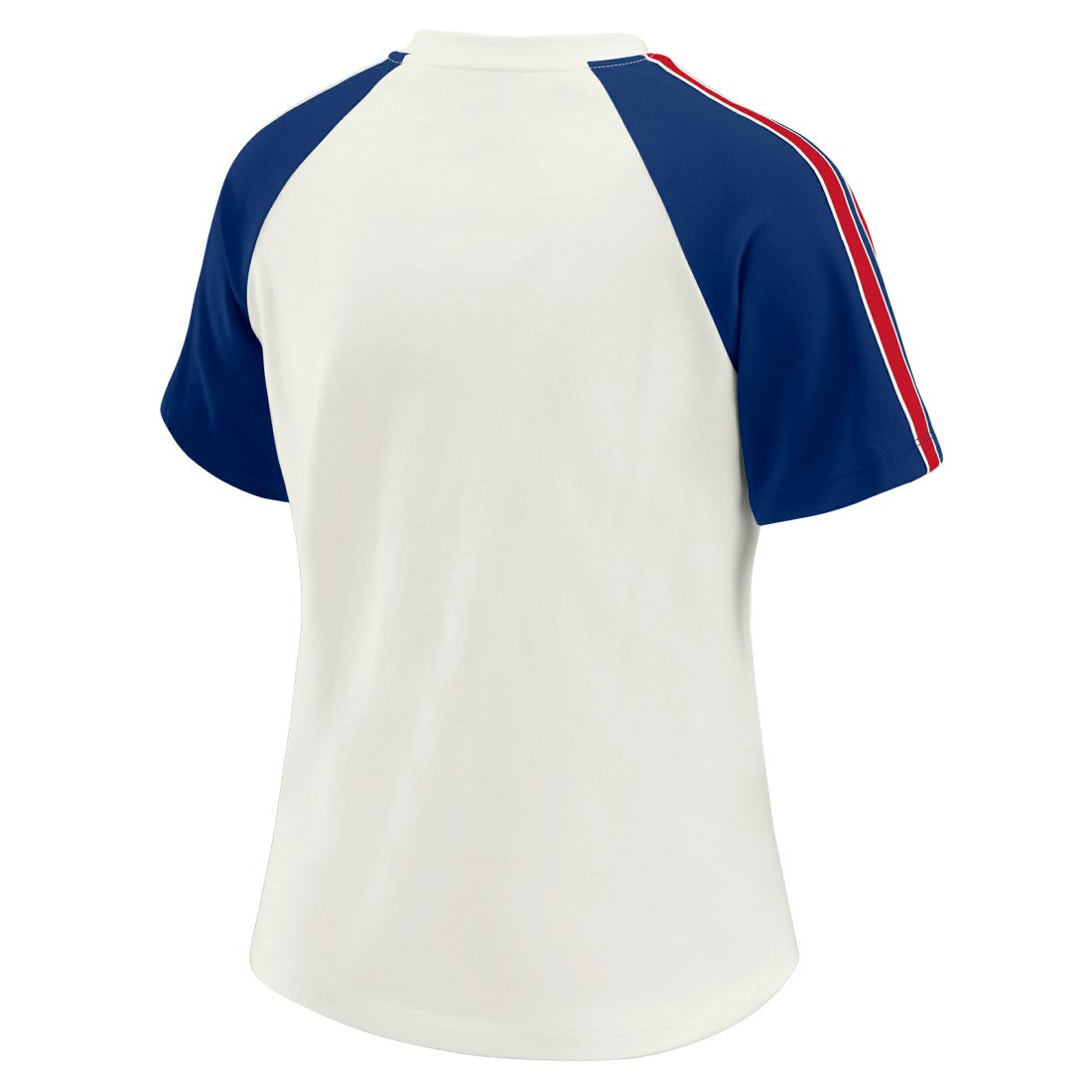 New York Giants WEAR by Erin Andrews Women's Sleeve Stripe Distressed Raglan T-Shirt White | NFL