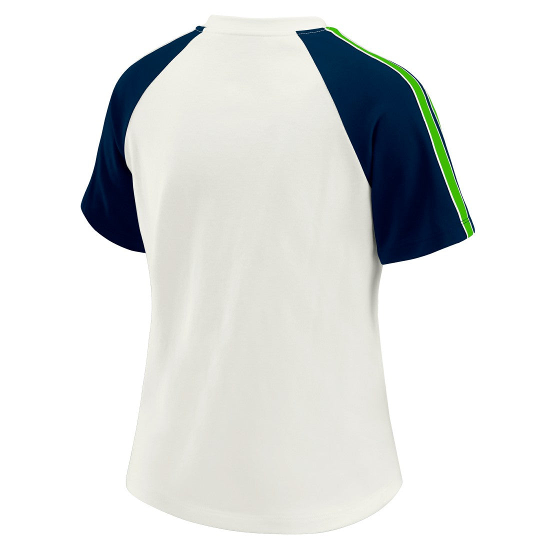 Seattle Seahawks WEAR by Erin Andrews Women's Sleeve Stripe Distressed Raglan T-Shirt White | NFL