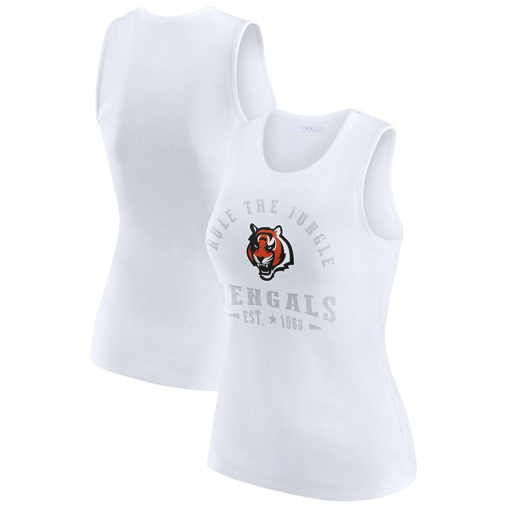 Cincinnati Bengals WEAR by Erin Andrews Women's Ribbed Graphic Tank Top White | NFL