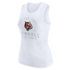 Cincinnati Bengals WEAR by Erin Andrews Women's Ribbed Graphic Tank Top White | NFL