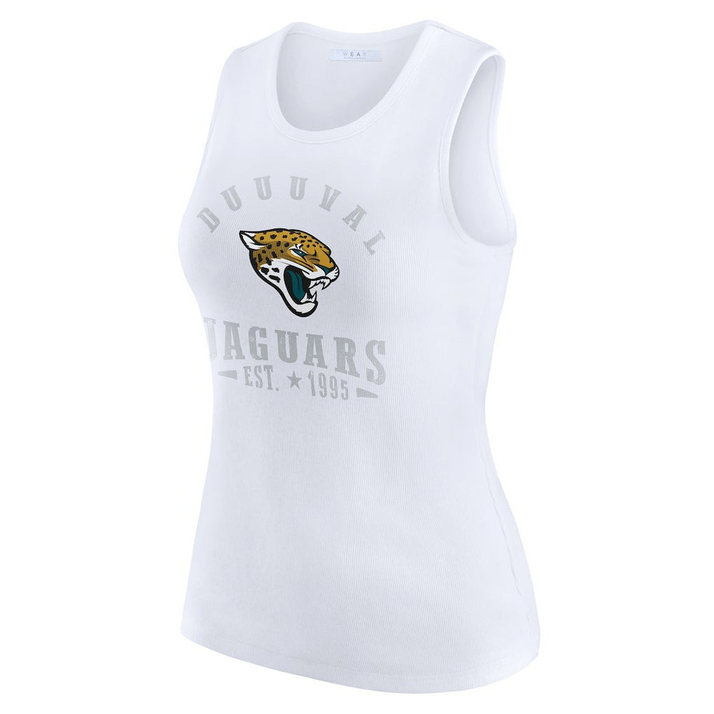 Jacksonville Jaguars WEAR by Erin Andrews Women's Ribbed Graphic Tank Top White | NFL
