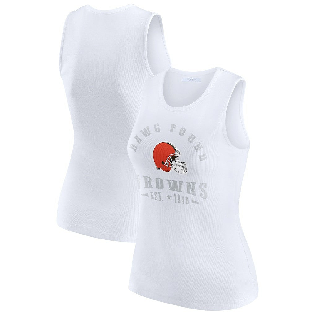 Cleveland Browns WEAR by Erin Andrews Women's Ribbed Graphic Tank Top White | NFL