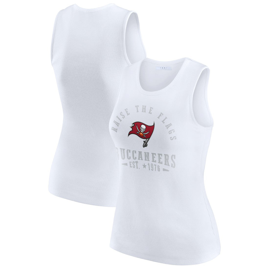 Tampa Bay Buccaneers WEAR by Erin Andrews Women's Ribbed Graphic Tank Top White | NFL