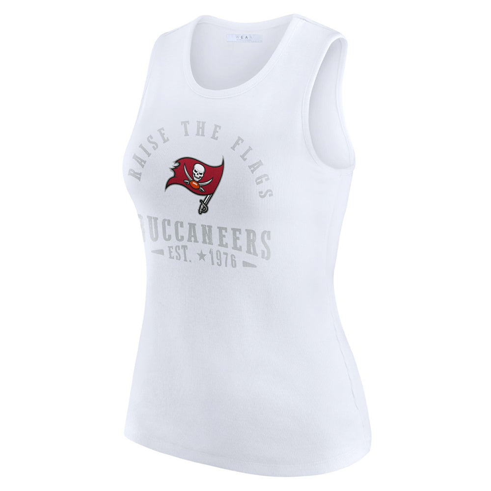 Tampa Bay Buccaneers WEAR by Erin Andrews Women's Ribbed Graphic Tank Top White | NFL