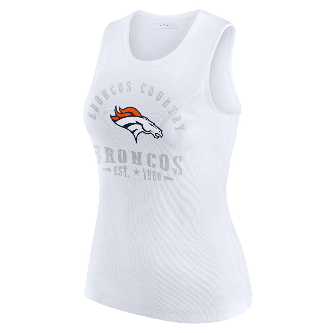 Denver Broncos WEAR by Erin Andrews Women's Ribbed Graphic Tank Top White | NFL