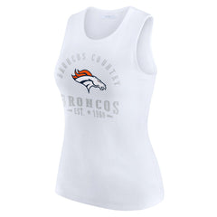 Denver Broncos WEAR by Erin Andrews Women's Ribbed Graphic Tank Top White | NFL