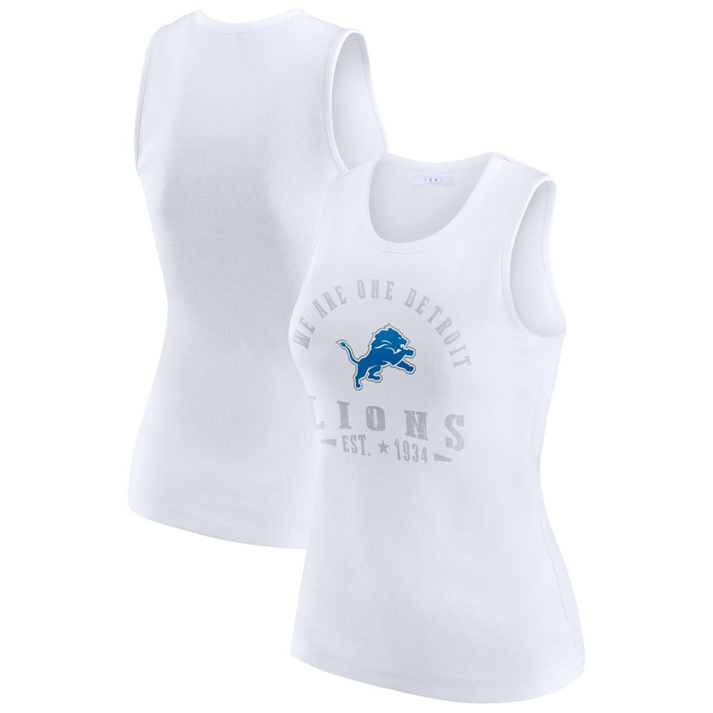 Detroit Lions WEAR by Erin Andrews Women's Ribbed Graphic Tank Top White | NFL