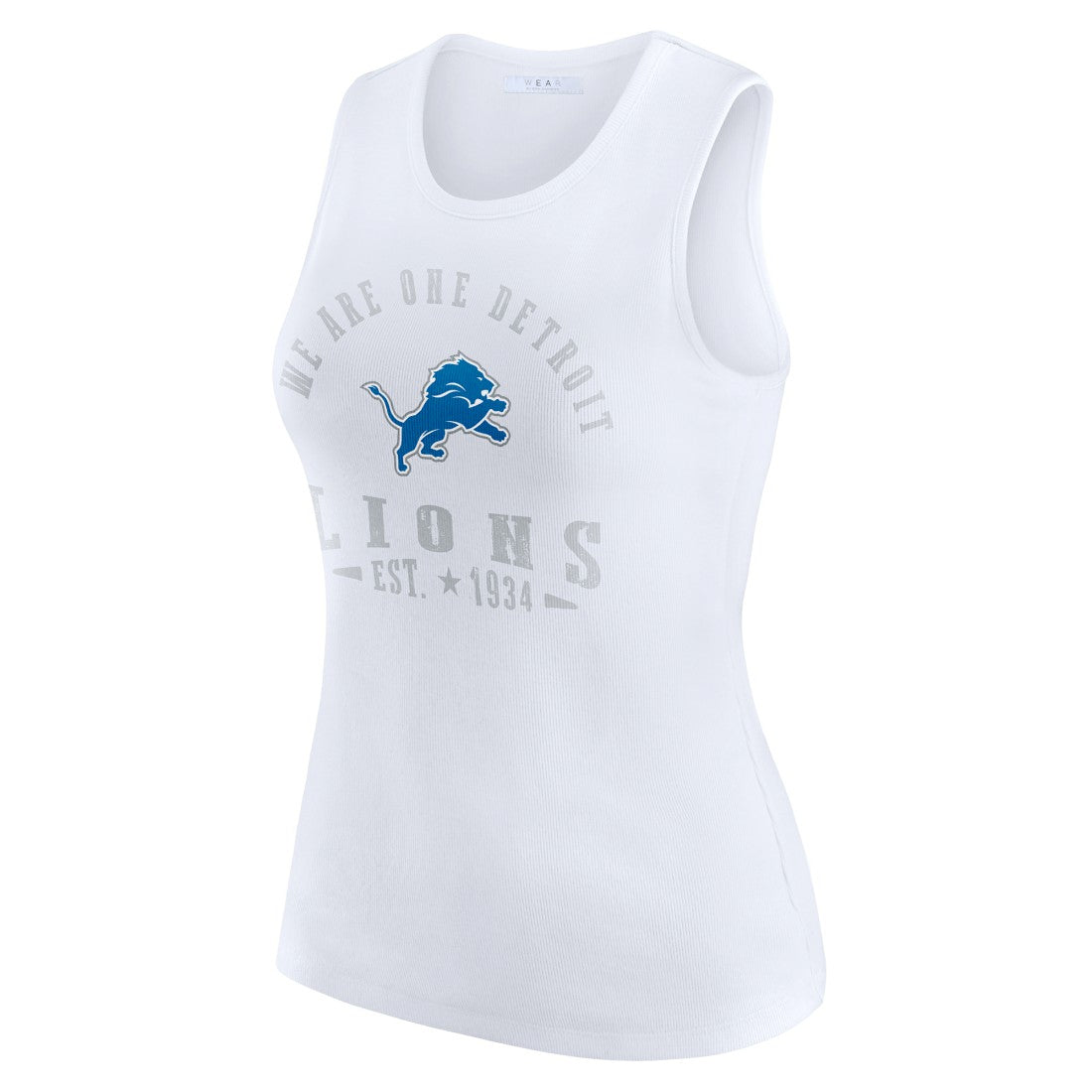 Detroit Lions WEAR by Erin Andrews Women's Ribbed Graphic Tank Top White | NFL