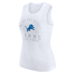 Detroit Lions WEAR by Erin Andrews Women's Ribbed Graphic Tank Top White | NFL