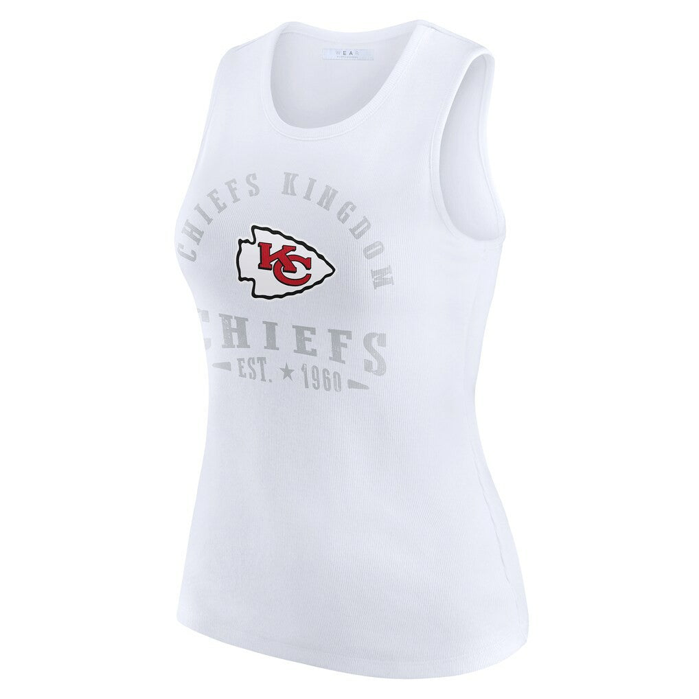 Kansas City Chiefs WEAR by Erin Andrews Women's Ribbed Graphic Tank Top White | NFL