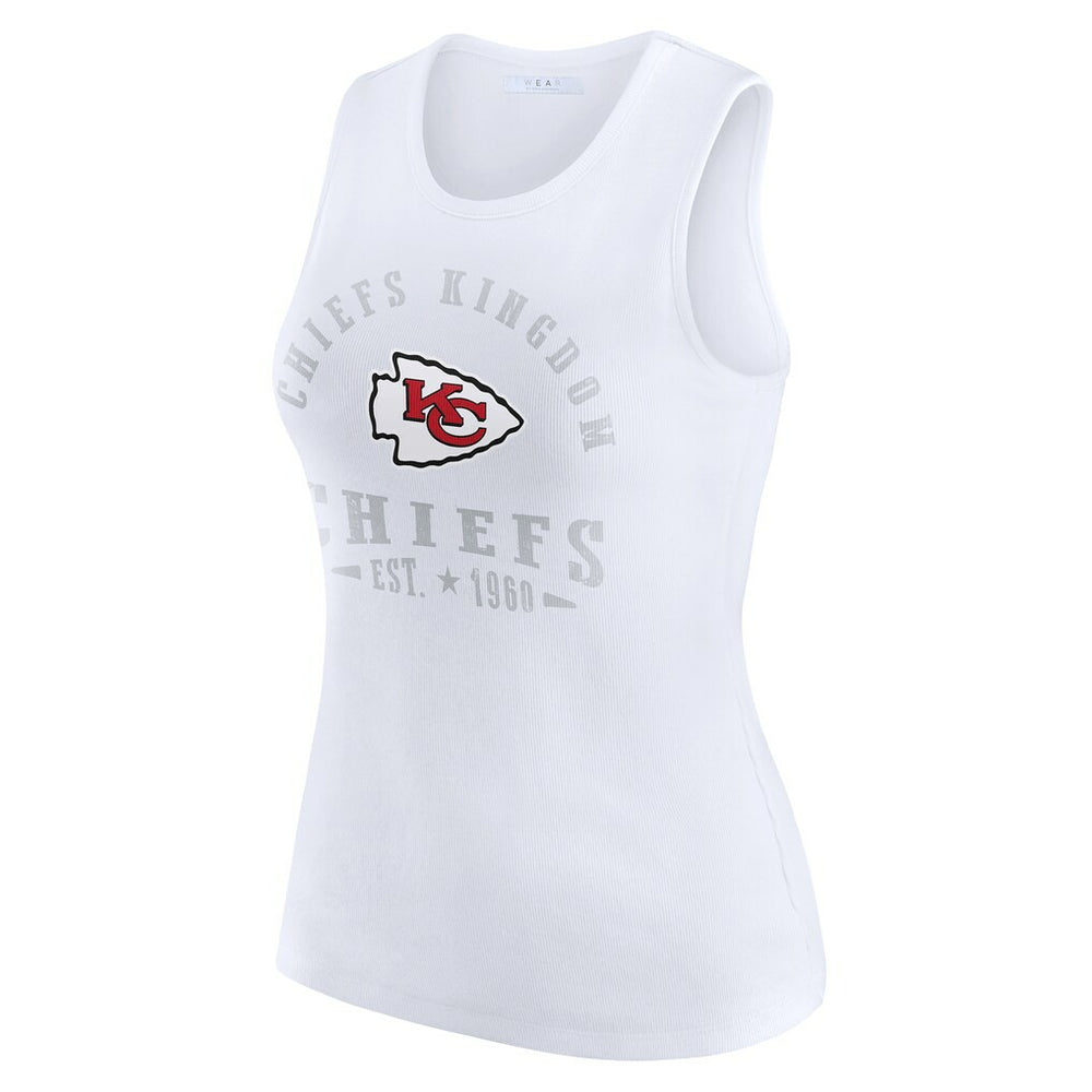 Kansas City Chiefs WEAR by Erin Andrews Women's Ribbed Graphic Tank Top White | NFL