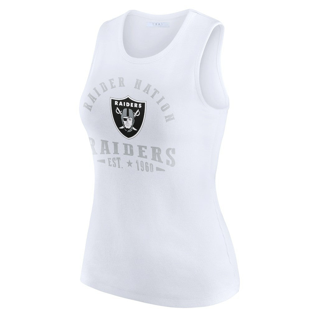 Las Vegas Raiders WEAR by Erin Andrews Women's Ribbed Graphic Tank Top White | NFL