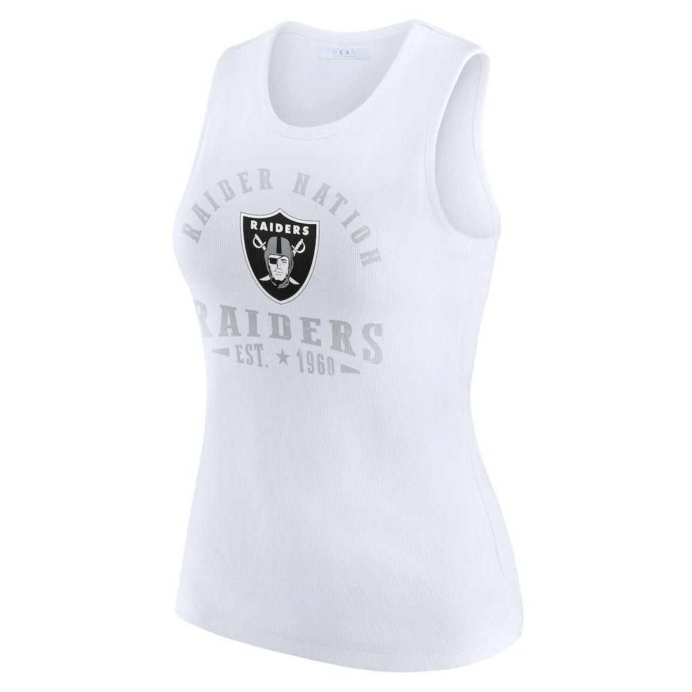 Las Vegas Raiders WEAR by Erin Andrews Women's Ribbed Graphic Tank Top White | NFL
