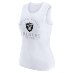 Las Vegas Raiders WEAR by Erin Andrews Women's Ribbed Graphic Tank Top White | NFL
