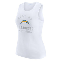 Los Angeles Chargers WEAR by Erin Andrews Women's Ribbed Graphic Tank Top White | NFL
