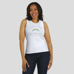 Los Angeles Chargers WEAR by Erin Andrews Women's Ribbed Graphic Tank Top White | NFL