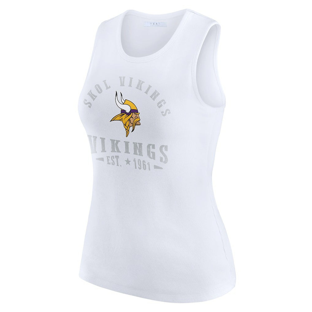 Minnesota Vikings WEAR by Erin Andrews Women's Ribbed Graphic Tank Top White | NFL