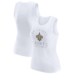 New Orleans Saints WEAR by Erin Andrews Women's Ribbed Graphic Tank Top White | NFL