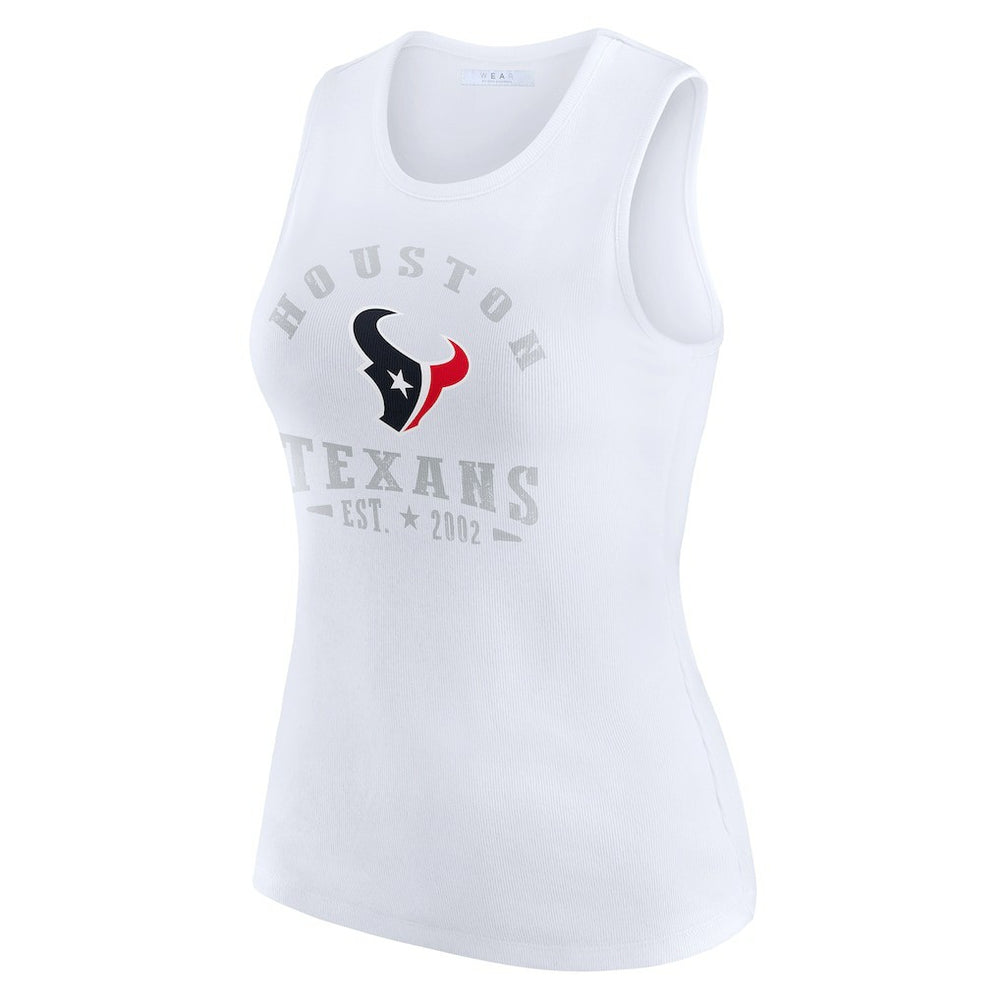Houston Texans WEAR by Erin Andrews Women's Ribbed Graphic Tank Top White | NFL