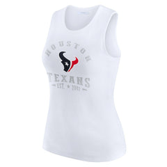 Houston Texans WEAR by Erin Andrews Women's Ribbed Graphic Tank Top White | NFL