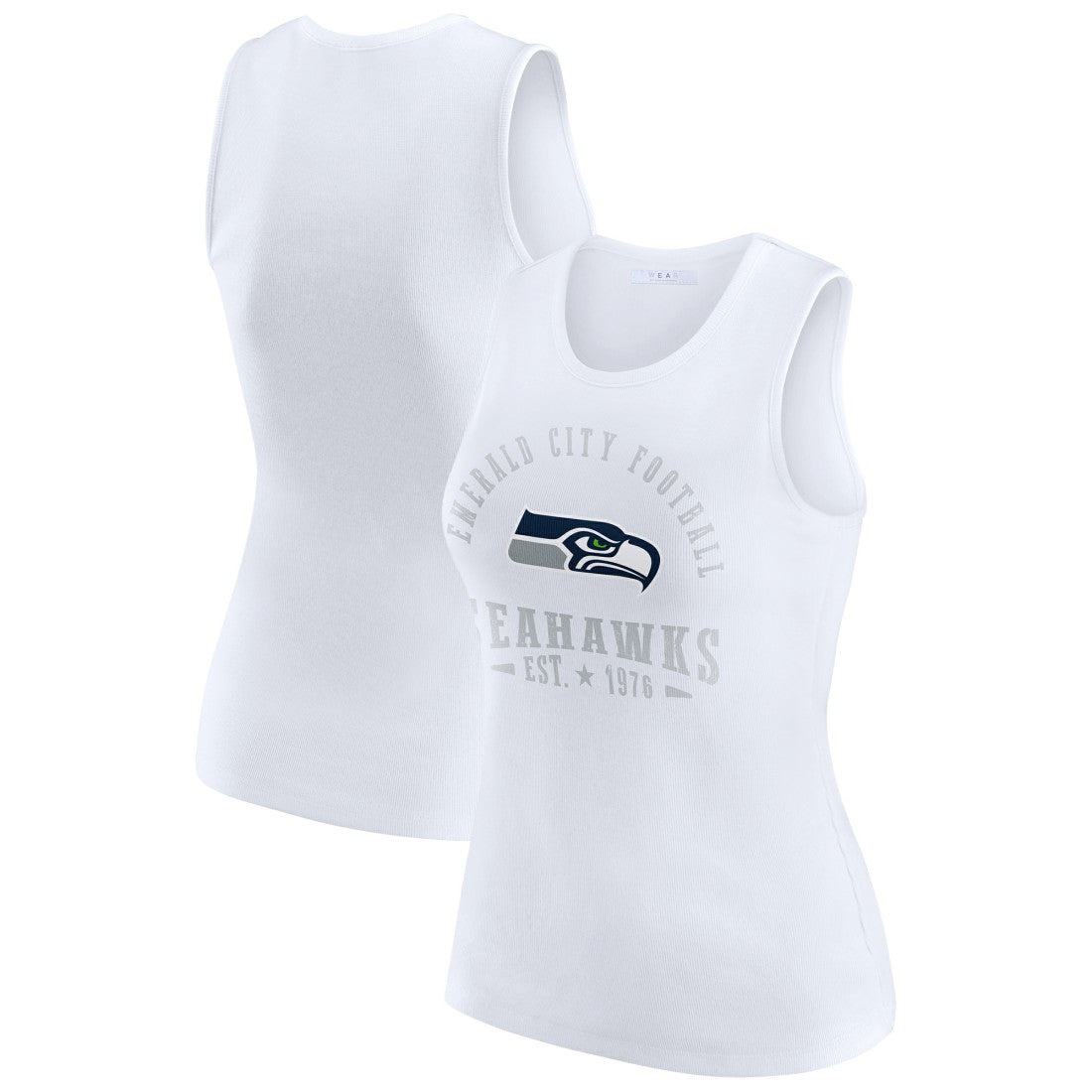 Seattle Seahawks WEAR by Erin Andrews Women's Ribbed Graphic Tank Top White | NFL
