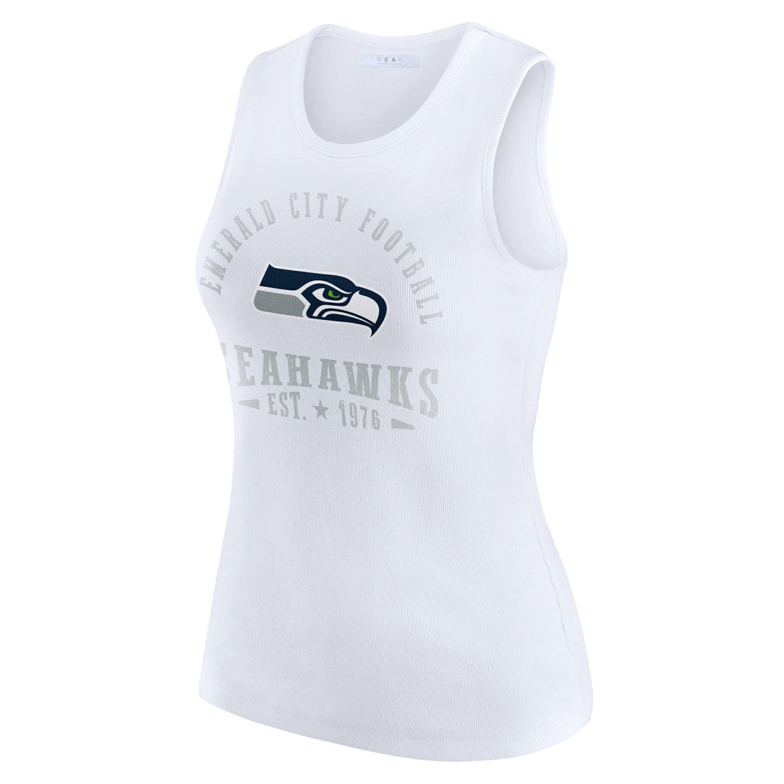 Seattle Seahawks WEAR by Erin Andrews Women's Ribbed Graphic Tank Top White | NFL