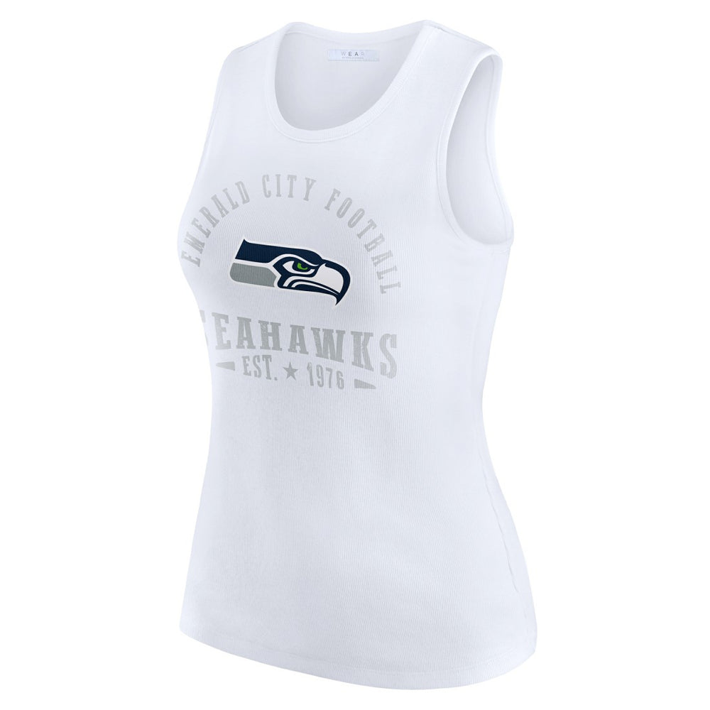Seattle Seahawks WEAR by Erin Andrews Women's Ribbed Graphic Tank Top White | NFL