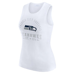 Seattle Seahawks WEAR by Erin Andrews Women's Ribbed Graphic Tank Top White | NFL