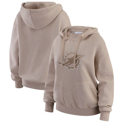 Miami Dolphins WEAR by Erin Andrews Women's Washed Pullover Crewdie Tan | NFL