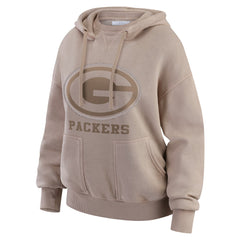 Green Bay Packers WEAR by Erin Andrews Women's Washed Pullover Crewdie Tan | NFL