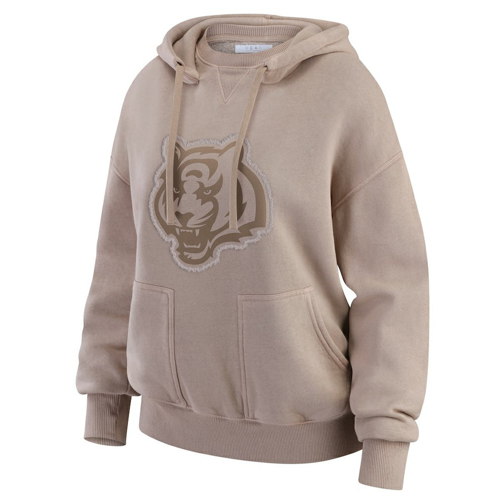 Cincinnati Bengals WEAR by Erin Andrews Women's Washed Pullover Crewdie Tan | NFL