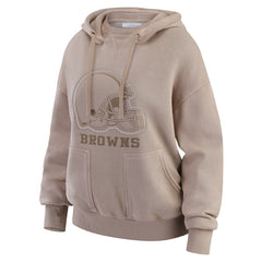 Cleveland Browns WEAR by Erin Andrews Women's Washed Pullover Crewdie Tan | NFL