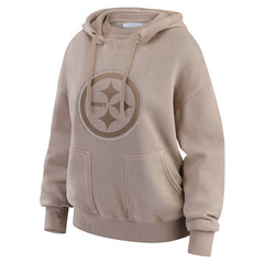 Pittsburgh Steelers WEAR by Erin Andrews Women's Washed Pullover Crewdie Tan | NFL