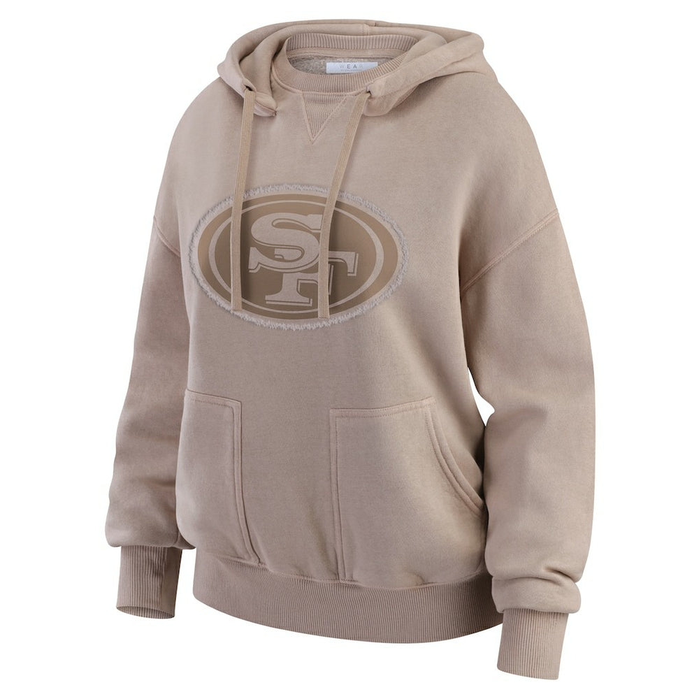 San Francisco 49ers WEAR by Erin Andrews Women's Washed Pullover Crewdie Tan | NFL