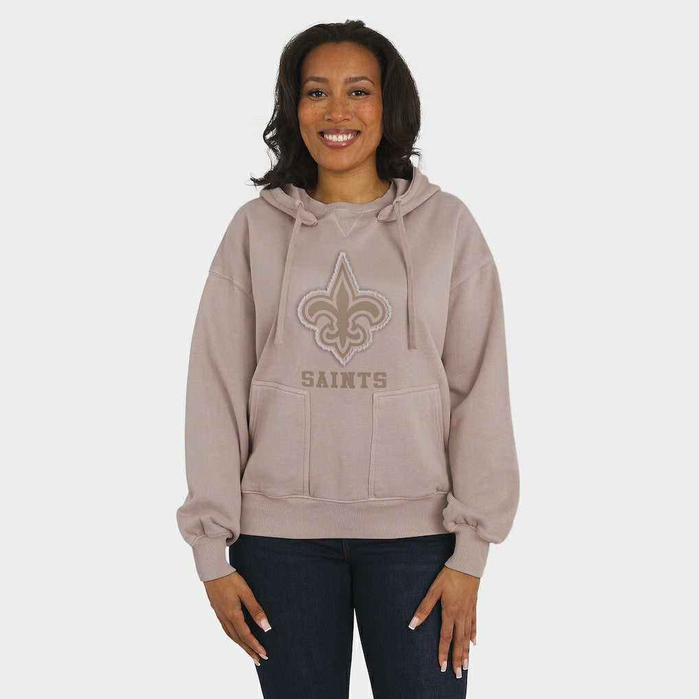 New Orleans Saints WEAR by Erin Andrews Women's Washed Pullover Crewdie Tan | NFL