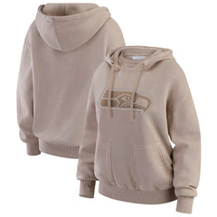 Seattle Seahawks WEAR by Erin Andrews Women's Washed Pullover Crewdie Tan | NFL