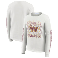 Washington Commanders WEAR by Erin Andrews Women's Graphic Waffle Long-Sleeve T-Shirt White | NFL